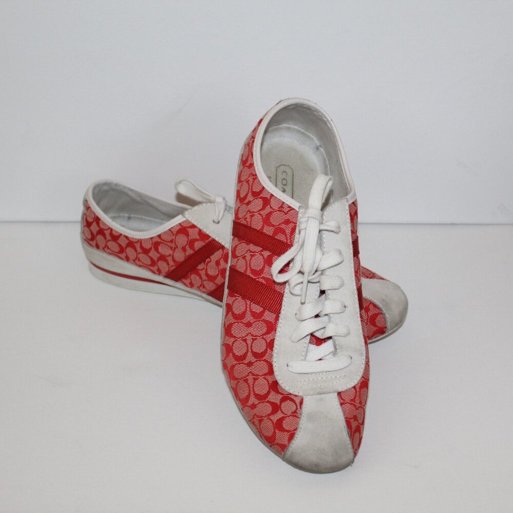 Coach Red & White Sneakers w/ Double Racer Stripe — Women’s Size 10